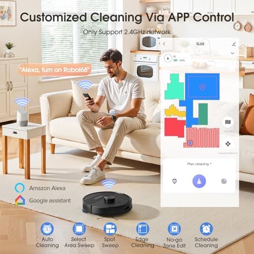 Lubluelu SL68 Robot Vacuum 4500Pa,3 in 1 Robot Vacuum and Mop Combo with Mapping,LiDAR Navigation,5 Maps,24 No-Go Zones, WiFi/App/Alexa,Self-Charging,Vacuum Robot for Pet Hair,Carpet,Hard Floor 5