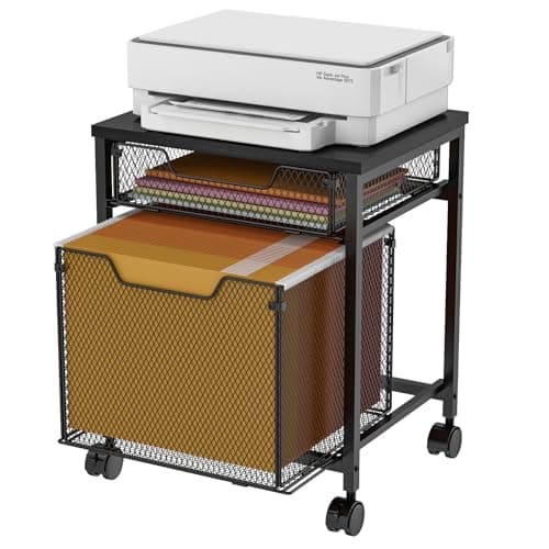Rolling File Cabinet Cart, Printer Stand with Storage Drawer, Mobile Filing Cabinet on Lockable Wheel, Printer Cart with Hanging File Folder Organizer Beside Under Desk for Office Home(Patent Pending) 8