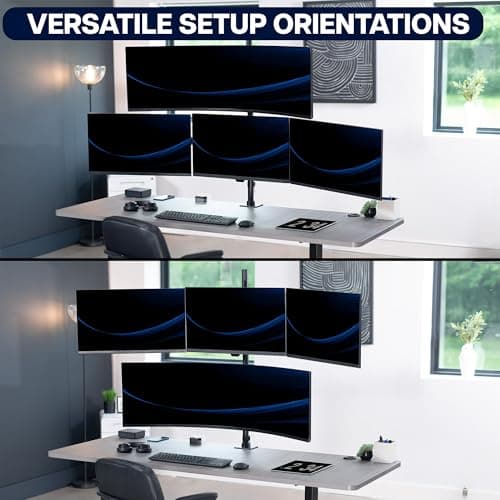 VIVO Quad Monitor Extra Tall Desk Mount for up to 49 inch Ultrawides on Top Bracket and 27 inch Screens on Lower Brackets, Holds up to 44 lbs, Black, STAND-V104T 6