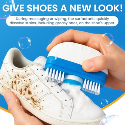 YKDILYHH Shoe Cleaner Kit with Built-in Brush,2×100ml Bottles + 2 Refills, Sponges & Microfiber Cloth,Waterless Foam Sneaker Cleaner for Leather & Suede,Not for Canvas or Mesh 5