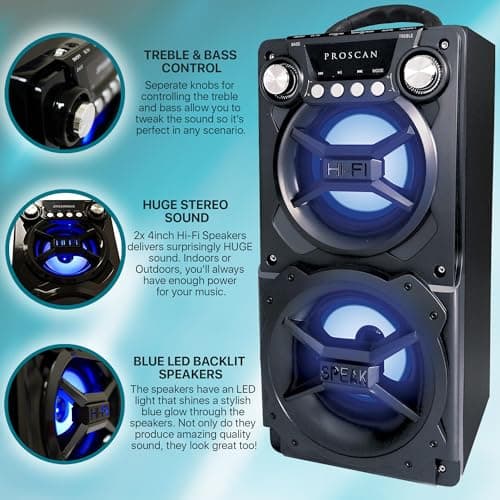 LEDVANCE Sylvania, Portable Speaker with Bluetooth, Connect to iPhone, iPad or Android, Double Subwoofer Heavy Bass, Perfect for Events, Black 5