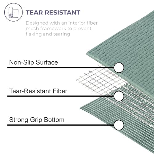 Ascend Yoga Mat with Alignment Marks - Premium 6mm Thick, 72" x 24" Reversible Exercise Mat - Non Slip, Tear Resistant, Workout Mats for Pilates, Home, Studio, Gym, Floor Stretching - Sage Haven - Printed 5