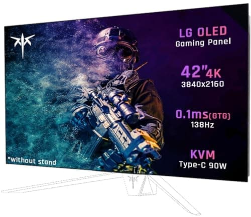 KTC 42 Inch 4K OLED Gaming Monitor, 3840x2160 UHD White Monitor, 138Hz, 0.1ms(GTG), DP1.4, HDMI2.1, USB3.0, 90W USB Type-C Reverse Charging, 2 * 8W Built-in Speakers, HDR, VESA, G42P5