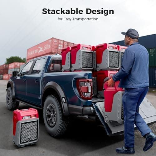 ALORAIR 170 PPD Commercial Dehumidifier with Pump, 2,100 Sq.Ft Space Cover Industrial Use Portable Dehu, with Wheels, Fit for Water Damage Restoration, Carpet Drying, Basement, Garage, Storm 80X Red 7