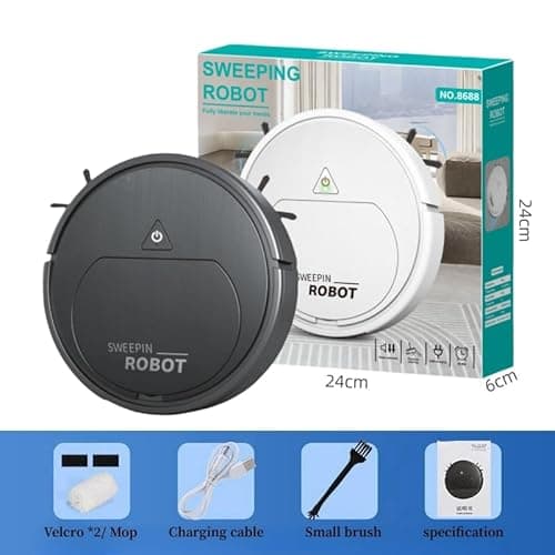 Robot Vacuum Cleaner, One-Touch Start, Slim Design, Rechargeable Robot Vacuum and Mop, Suitable for Cleaning Paper Scraps, Pet Hair and Hard Floors Pet Hair Specialist Robot Vacuum. 7