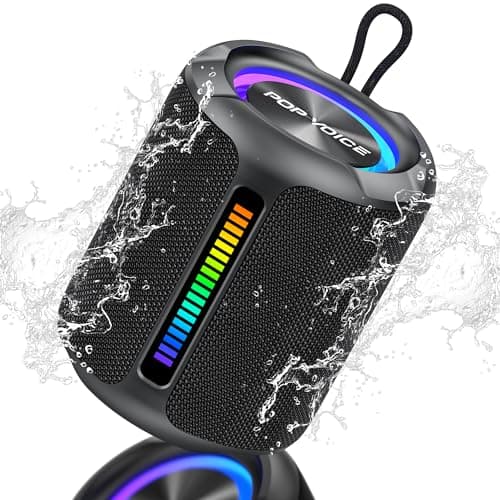 Portable Wireless Bluetooth Speaker,50W Peak Stereo Sound Shower Speaker,IPX7 Waterproof Speaker with Deep Bass,RGB Light,Preset EQ,TWS,for Home/Camping/Gifts,PoP Voice BT5.3 Speaker,Up to 24H