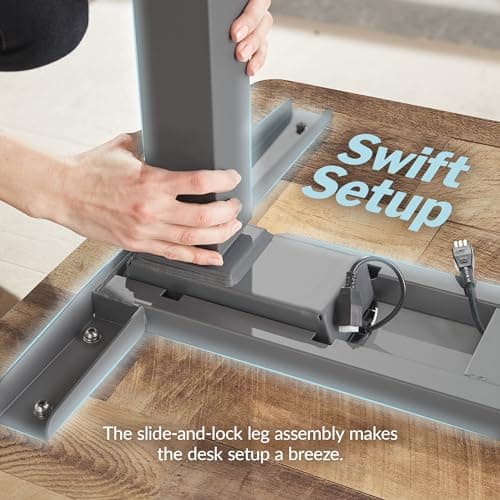 Vari ComfortEdge 80x60 L-Shape Electric Standing Desk – Height Adjustable Sit-Stand VariDesk for Corner Office with Reversible Left/Right Design + Reclaimed Wood/Slate Legs (Ships in 3 Boxes) 6