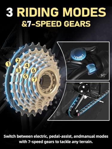 DEEPOWER Electric Bike for Adults,1500W Peak Motor,30MPH Ebike,48V 960WH Battery, 35-50 Miles,20" Fat Tire Electric Dirt Bike, Shaman0 7-Speed Ebikes 7