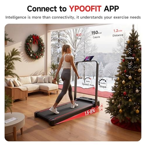 RHYTHM FUN Treadmill with Incline, Walking Pad with Handle Bar,300lbs Walking Pad with APP, Portable Folding Walking Treadmills for Home/Office with Low Noise 6