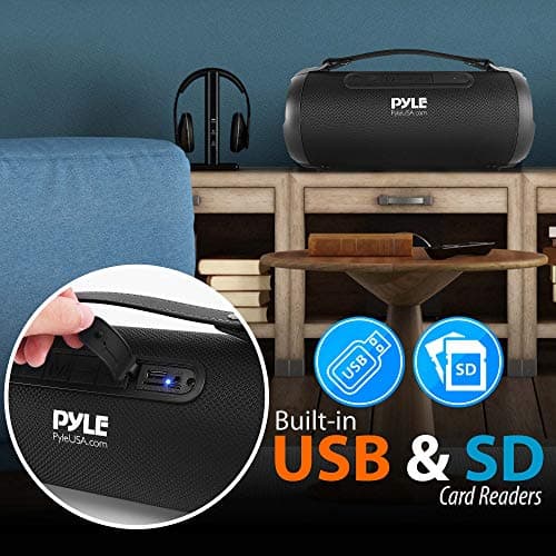 Pyle Wireless Portable Bluetooth Boombox Speaker - 200 Watt Rechargeable Boom Box Speaker Portable Music Barrel Loud Stereo System With AUX Input, MP3/USB/SD Port, Fm Radio, 4" Tweeter - PBMSPG1BK 5