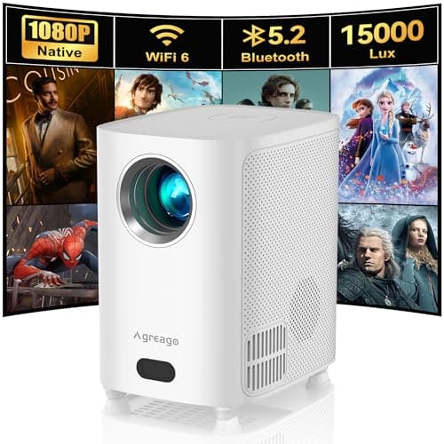[Electric Focus]Projector with WiFi and Bluetooth, Native 1080P 15,000 Lumens 4K Supported, Agreago Outdoor Movie Projector for Home Theater UP to 300", for iOS/Android/Laptop/TV Stick/HDMI/USB