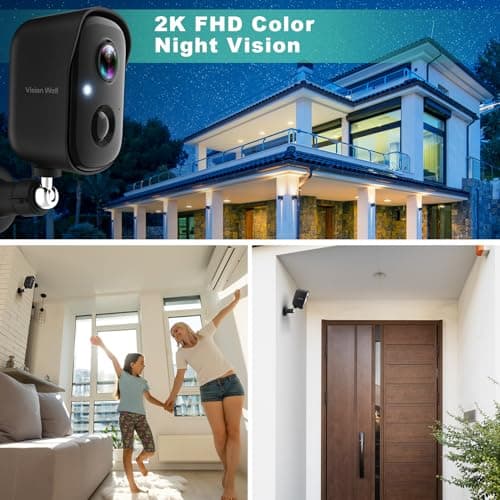 Security Cameras Wireless Outdoor, 2K Battery Powered AI Motion Detection Spotlight Siren Alarm WiFi Surveillance Indoor Home Camera, Color Night Vision, 2-Way Talk, Cloud/SD Storage-Black WiFi Camera 5