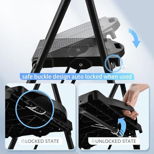 600lbs 3 Step Ladder,Folding Step Stool with Wide Anti-Slip Pedal, Heavy Duty Sturdy Steel Ladder with Handgrip,Portable Steel Step Stool for Home Kitchen Library Office (Matte Black) 5