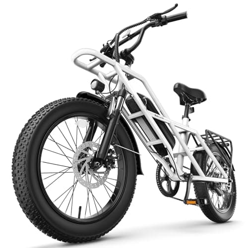 Fat Tire Electric Bike for Adults 20" Ebike 1800W Motor E Bike 28 MPH Electric Bicycle 90 Miles Long Range 7 Speed Commuter Ebikes with 48V Removable Battery Front Fork Suspension (White)