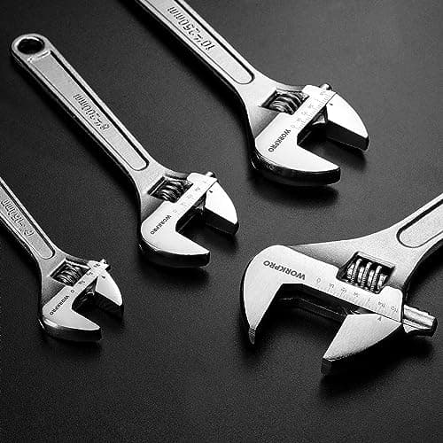 WORKPRO 4-piece Adjustable Wrench Set, Forged, Heat Treated, Chrome-plated (6-inch, 8-inch, 10-inch, 12-inch) 5