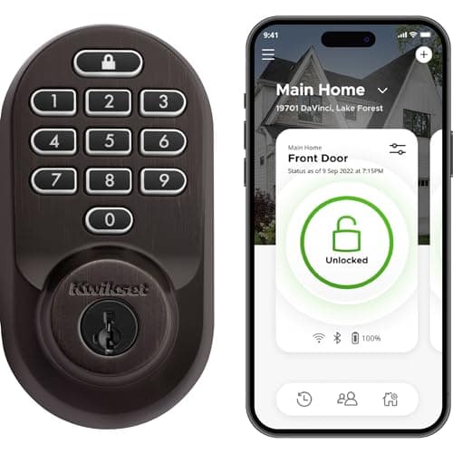 Kwikset Halo Wi-Fi Smart Lock, Keyless Entry Door Deadbolt, Geofence Auto-Unlock, Grade AAA Certified, No Hub Easy Install, Venetian Bronze Lifetime Finish Warranty, Backlit Keypad