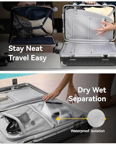 LUGGEX Aluminum Frame Luggage with Spinner Wheels, Zipperless Polycarbonate Hard Shell Suitcase, Carry On 20 In - White 5