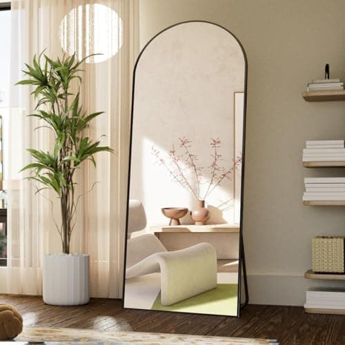 Koonmi Arched Full Length Mirror, 71"x26" Full Body Floor Mirror Standing Hanging or Leaning Wall, Full Body Mirror with Stand, Aluminum Alloy Thin Frame for Bedroom Living Room, Black 5