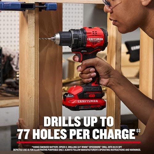 CRAFTSMAN V20 BRUSHLESS RP Compact Drill/Driver, Variable Speeed Trigger, Built In LED, Includes Battery and Charger (CMCD714D1) 5