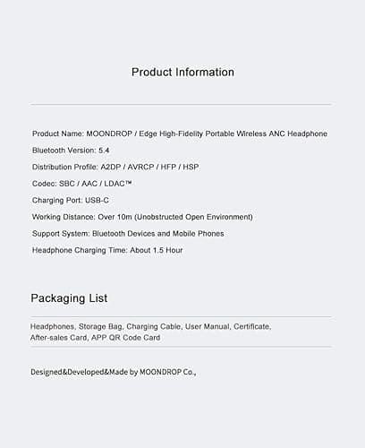 Moondrop Edge Full-Scene Immersive Series Hi-Fi Portable Wireless ANC Headphone Foldable Lightweight Headphone (Grey) 6