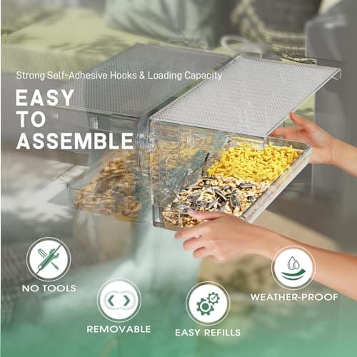 SUNALLY Window Bird Feeder for Outdoors, Clear Birds Feeders Window Mounted with Self-Adhesive Hooks, Outside Wild Bird Watching for Hummingbird,Finch in Garden, Yard, Elderly Kids Viewing 7
