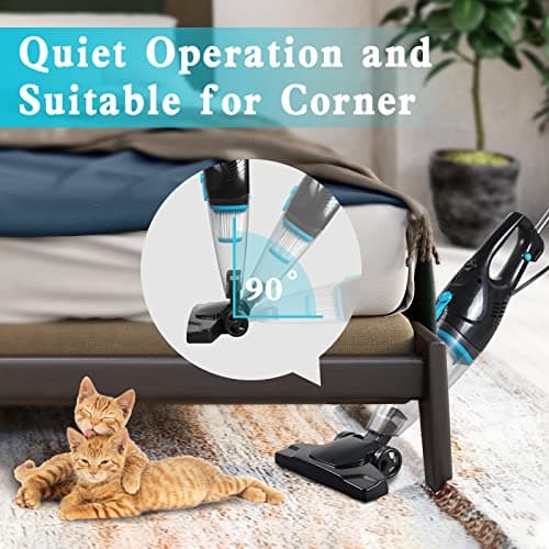Intercleaner Corded Vacuum Cleaner, 15KPa Powerful Suction with 400W Motor, 12 in 1 Lightweight Bagless Stick Vac with Handheld, Ultra Quiet, for Hardwood Floor Carpet Car Pet Hair 5