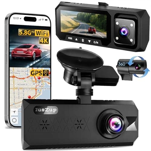 Dash Cam 3 Channel 4K with 5.8GHz WiFi GPS - 4K+1080P Dash Camera Front and Rear Inside,2.5K+1080P*2 Triple Car Camera 3.16"IPS, 32GB Card, 320°Wide Angle, IR Night Vision, G-Sensor, 24H Parking Mode