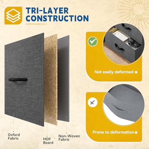 DWVO 9 Drawers Dresser for Bedroom, Fabric Storage Tower for Living Room, Entryway - Sturdy Steel Frame, Wooden Top & Easy Pull Fabric Bins 6