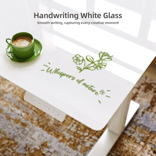 Claiks Glass Standing Desk with Drawers, 40×24 Inch Adjustable Stand Up Desk Quick Install Home Office Computer Desk, White 4