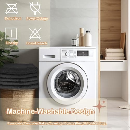 TICOO Electric Heated Blanket Twin Size 62" x 84" - 5 Heat Settings & 10H Auto-Off, Microplush Flannel & Sherpa Lining, Machine Washable, Overheat Protection, Ideal Gifts for Home/Bedroom/Sofa, Black 6