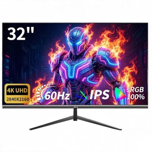 32 Inch 4K UHD Monitor (3840x2160), IPS,60Hz Refresh Rate, 100% sRGB, AMD FreeSync, 178° Viewing Angle, HDMI/DisplayPort, VESA 100x100mm Mount Compatible, Tilt Adjustable - Black