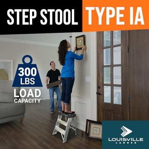 Louisville Ladder 2-Foot Aluminum Step Stool Industrial, 300-Pound Load Capacity, Type IA, AS3002 2