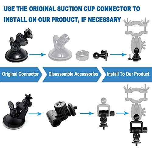 Dash Cam Mount, Universal Dash Camera Rear View Mirror Mount Holder Kit for Miden S7, APEMAN, YI, Rexing V1P, Roav, Falcon F170, Z-Edge, Old Shark, KDLINKS X1, E-ACE, UGSHDI, Peztio and Most Other 6