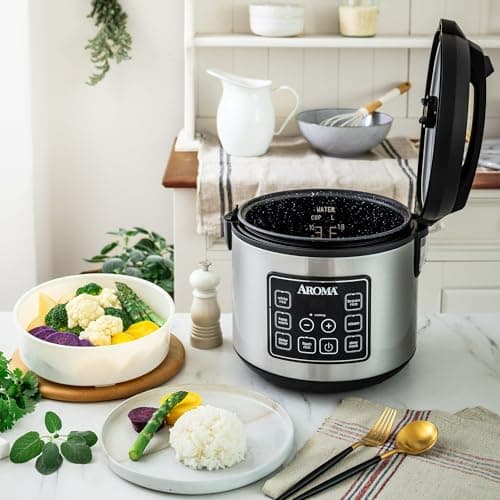 20-Cup Digital Rice & Grain Cooker, Multi-Cooker, 8X Bonded Granite Coating, Silver (Renewed) 7