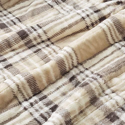 Comfort Spaces Plush to Sherpa Electric Blanket Shawl Shoulder, Neck Wrap with Matching Sock Set, Giftable Ultra Soft, Warm, Snuggle Fleece-Reversible Heated Poncho Throw, 50" W x 64" L, Tan Plaid 7