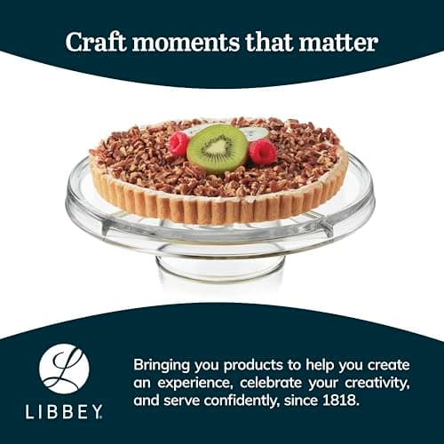 Libbey Selene 6-in-1 Domed Cake Stand, Unique Space Saving Glass Cake Stand with Dome, Multi-Purpose Dip Bowl To Serve Snacks and More 6