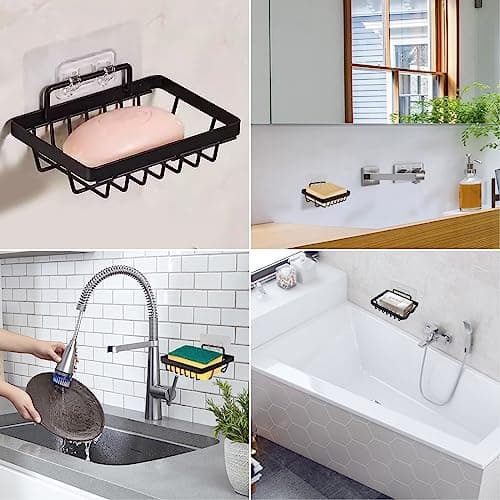 Carrie Joe Soap Dish Holder No Drilling 304 Rustproof Stainless Steel Wall Mounted Soap Holder Tray Bar Sponge Holder for Bathroom & Kitchen 7