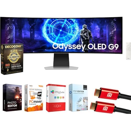 Samsung LS49DG956SNXGO 49 inch Odyssey OLED G9 Dual QHD Curved Gaming Monitor Bundle with Elite Suite 18, 2X HDMI Cable and Deco Gear CPS Exclusive 26 Month Protection Pack (BEACH-CPS-26M2000)