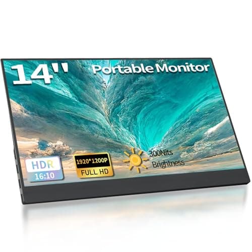 StarXnDa 14 inch Portable Monitor Ultra-Slim IPS FHD 1920 * 1200p Second Monitor for Laptop,300cd/m²16:10 Aspect Ratio with Protective Sleeve USB-C HDMI