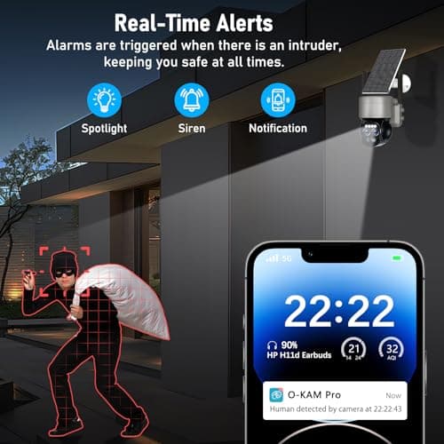 Caluxe 4K Solar Security Cameras Wireless Outdoor, 5GHz/2.4GHz WiFi 6, 360°PTZ Outside Cameras for Home Security, Color Night Vision/PIR Motion Detection/Auto Tracking/Two-Way Audio/IP66 Waterproof 7