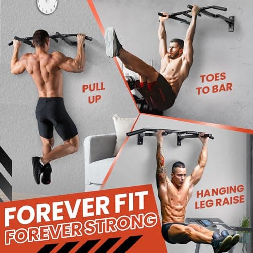 Yes4All Multi-Grip Wall Mount Pull-Up Bar, 16 Inches & 24 Inches Reversible Stud and Wall Compatibility Mounted Pull Up Bar Design, Solid Construction Strength Training 6