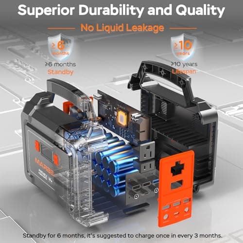 MARBERO Portable Power Station 100W Camping Solar Generator 167Wh Power Bank with AC Outlet 110V with Multi-Output LED Flashlights for CPAP Home Camping Hurricane Emergency 8