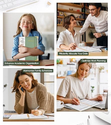 2026 Planner, Weekly and Monthly Calendar Planner from January 2026 - December 2026, 8.5" x 11" Hardcover Leather Hourly Appointment Book with Tabs, Spiral Daily Planners for School Work Home, Green 7