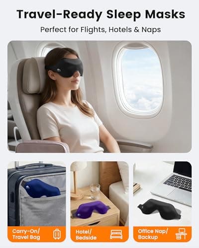 3 Pack Sleep Masks for Women & Men: True Blackout Eye Mask for Sleeping, 3D Contoured Zero Eye Pressure, Lash-Friendly (Blink Freely), Side Sleeper Comfort, Adjustable Strap Blindfold, Night Eye Cover 7