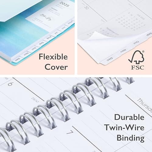 Blue Sky 2025 Weekly and Monthly Planner Calendar, January 2025 - December 2025, 5" x 8", Flexible Frosted Cover, Laminated Tabs, Durable Wirebound, Chloe 5