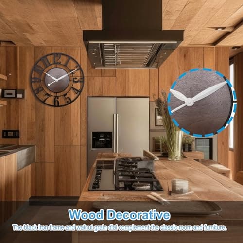Alarllok Large Wall Clock for Living Room Decor - 24 Inch Metal Big Wall Clocks Rustic Decorative for Kitchen,Fireplace,Farmhouse (Black) 6