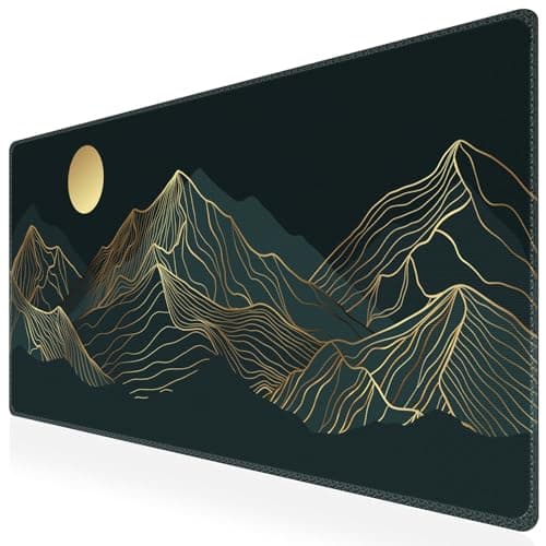 iCasso XXL Large Mouse Pad, Green Big Mousepad with Stitched Edges& Stable Rubber Base, Keyboard Mat Desk Pad for Work, Game, Office, Home (A-Mountain Cyan, Extended)