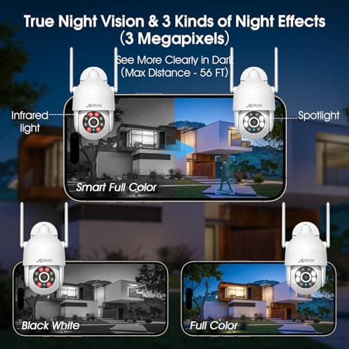 ANRAN 2K WiFi Security Camera Outdoor: 2.4/5GHz Dual-Band, Auto-Tracking, 2-Way Audio, Color Night Vision, 24/7 Recording, 3MP Pan-Tilt 360° View Camera for Home/House 7