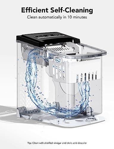 GoveeLife Smart Countertop Ice Makers, Portable Ice Maker Machine with Self-Cleaning, 6 Mins 9 Bullet Ice, 26lbs/24Hrs, Voice Remote for Home Kitchen Party Camping, with Ice Scoop Stainless Silver 6