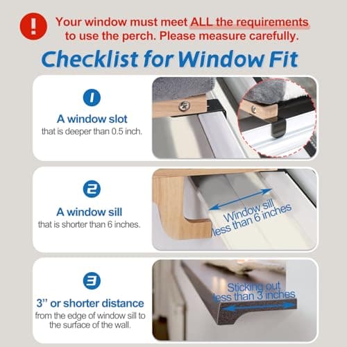 Zakkart Cat Perch for Window Sill with Bolster - Orthopedic Hammock Design with Premium Hardwood & Robust Metal Frame - Cat Window Seat for Large Cats and Kittens - Dark Stained Wood Gray Bed, 24''W 9